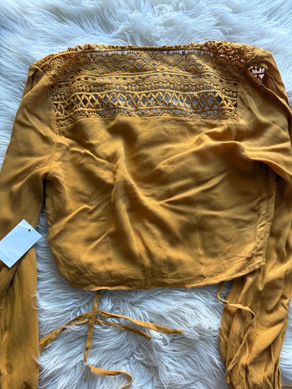 💛TIE DETAIL COLD SHOULDER BLOUSE🧡 - Picture 6 of 8